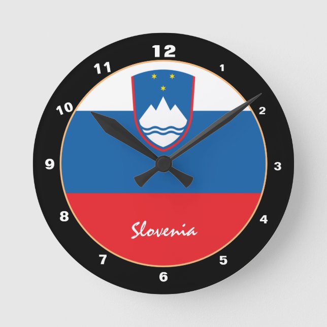 Reloj Redondo Mediano Bandera moderna de Eslovenia y vivienda / diseño d (Anverso)