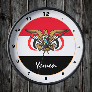 Reloj Redondo Mediano Bandera moderna de Yemen, hogar / diseño patriótic