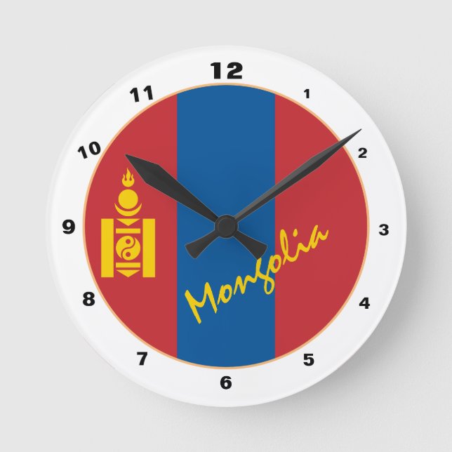 Reloj Redondo Mediano Bandera mongola moderna, hogar de Mongolia / diseñ (Anverso)