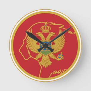 Reloj Redondo Mediano Bandera nacional de animales de Montenegro