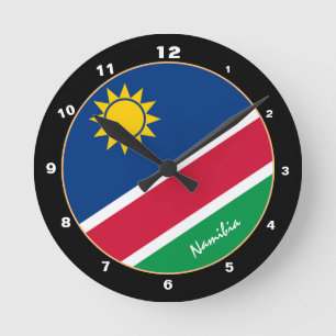 Reloj Redondo Mediano Bandera namibiana patriótica, hogar de Namibia / d