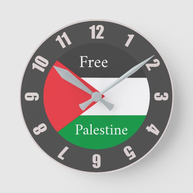 Reloj Redondo Mediano Bandera palestina Ronda libre de Palestina C Pocke (Anverso)