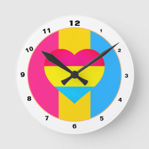 Reloj Redondo Mediano Bandera Pansexual y Bandera del Orgullo/Bandera de