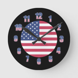 Reloj Redondo Mediano Bandera Patriótica Americana