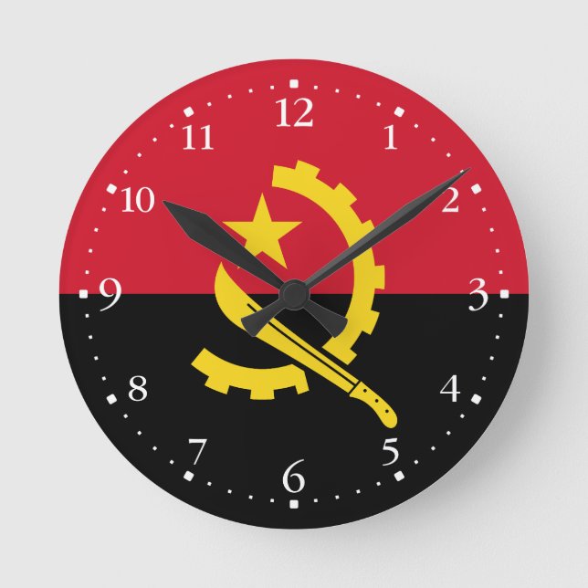 Reloj Redondo Mediano Bandera patriótica angoleña (Anverso)