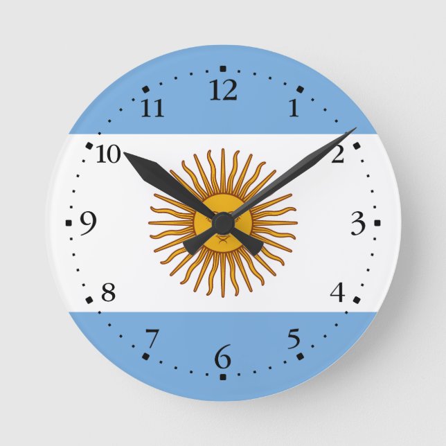 Reloj Redondo Mediano Bandera Patriótica Argentina (Anverso)