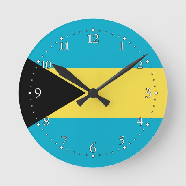 Reloj Redondo Mediano Bandera patriótica bahameña (Anverso)