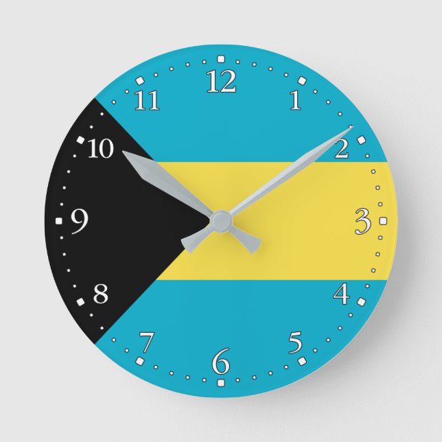 Reloj Redondo Mediano Bandera patriótica bahameña (Anverso)