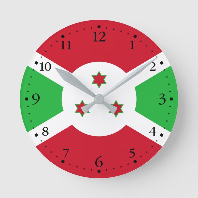 Reloj Redondo Mediano Bandera patriótica burundesa (Anverso)