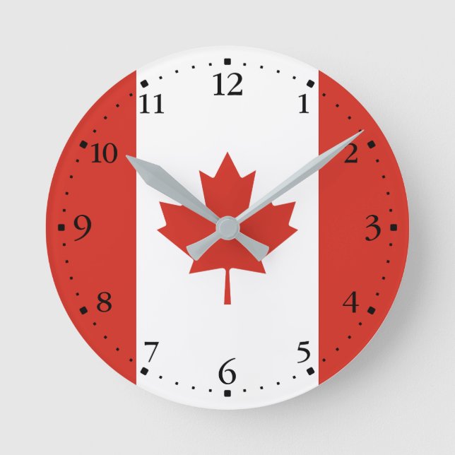 Reloj Redondo Mediano Bandera Patriótica Canadiense (Anverso)
