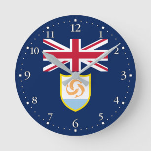 Reloj Redondo Mediano Bandera patriótica de Anguilla