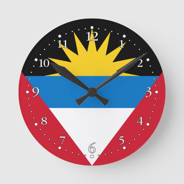 Reloj Redondo Mediano Bandera patriótica de Antigua y de Barbuda (Anverso)