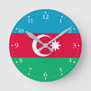 Reloj Redondo Mediano Bandera patriótica de Azerbaiyán