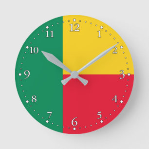 Reloj Redondo Mediano Bandera patriótica de Benín