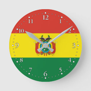 Reloj Redondo Mediano Bandera Patriótica de Bolivia