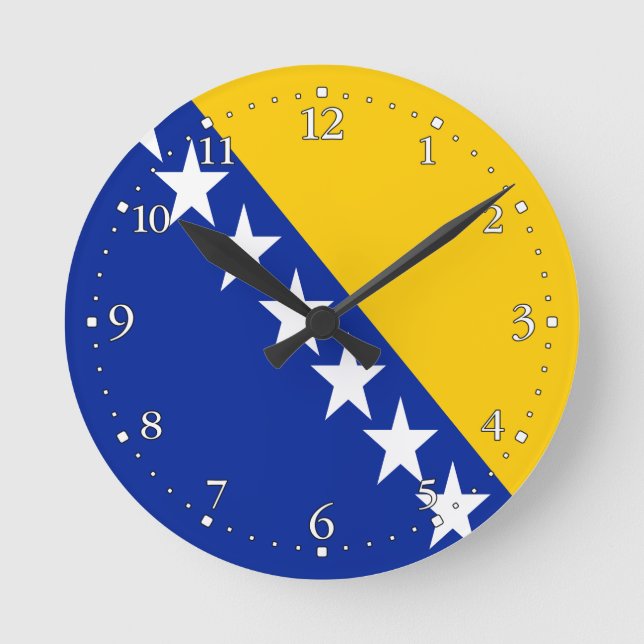 Reloj Redondo Mediano Bandera patriótica de Bosnia y Herzegovina (Anverso)