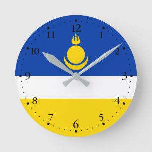 Reloj Redondo Mediano Bandera Patriótica de Buriatia
