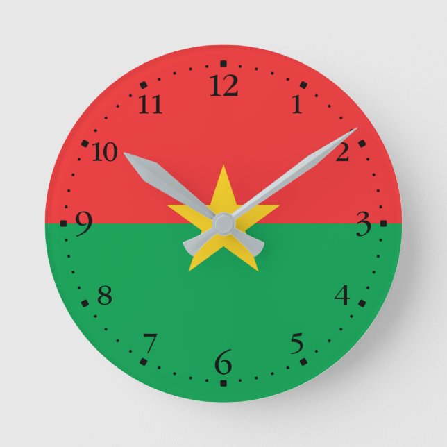 Reloj Redondo Mediano Bandera patriótica de Burkina Faso (Anverso)