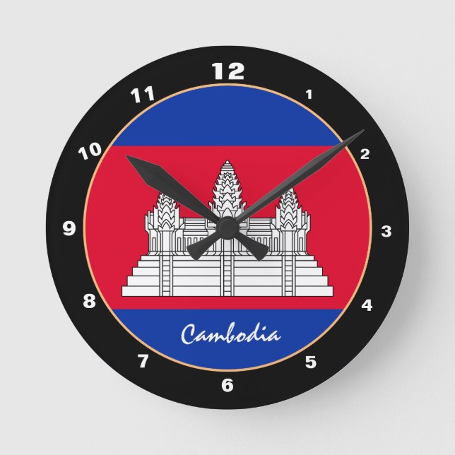 Reloj Redondo Mediano Bandera Patriótica De Camboya, Casa De Camboya / D (Anverso)