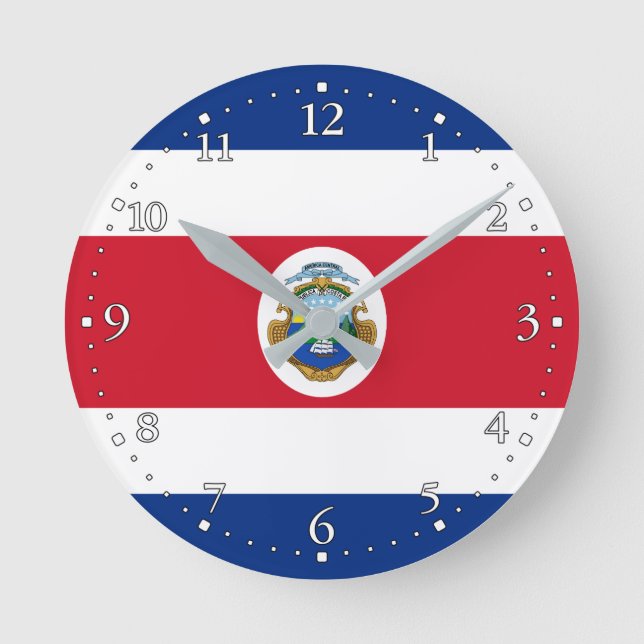 Reloj Redondo Mediano Bandera Patriótica de Costa Rica (Anverso)