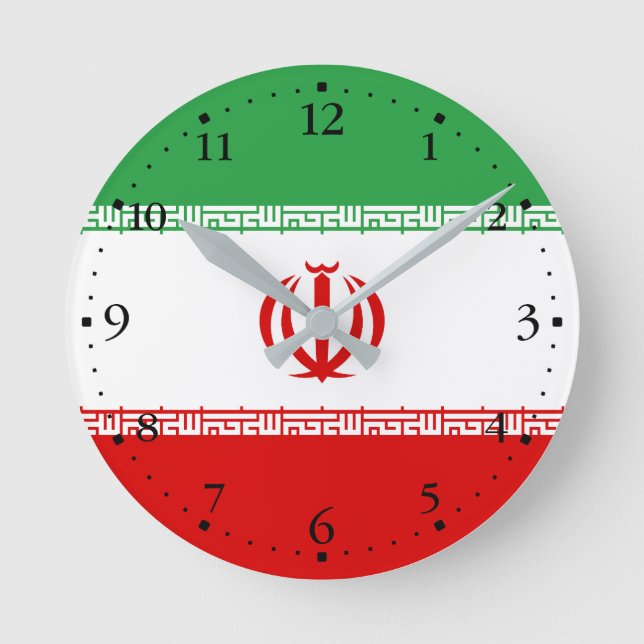 Reloj Redondo Mediano Bandera Patriótica de Irán (Anverso)