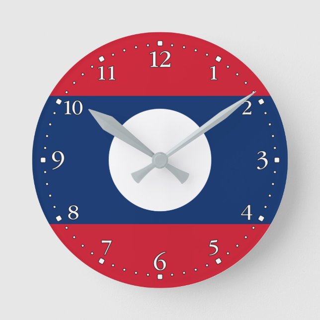 Reloj Redondo Mediano Bandera patriótica de Laos (Anverso)