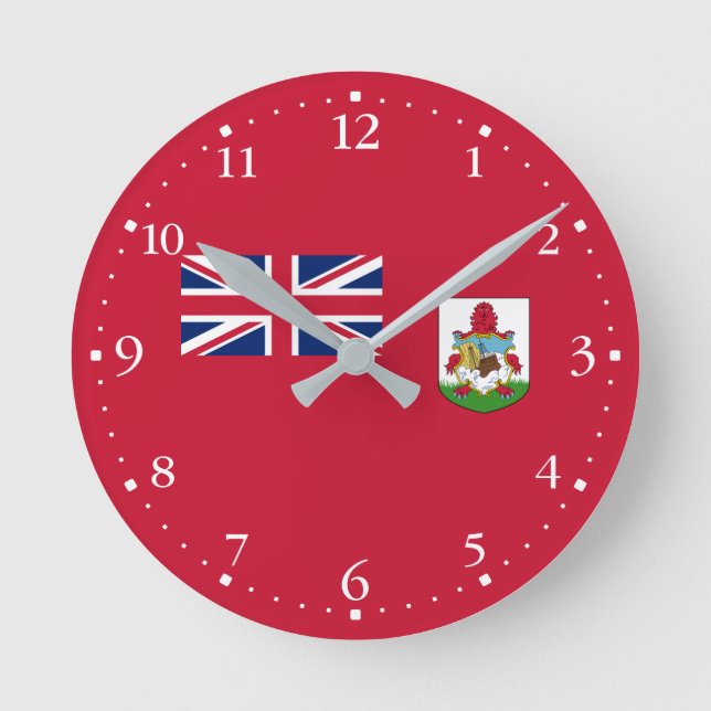 Reloj Redondo Mediano Bandera patriótica de las Bermudas (Anverso)