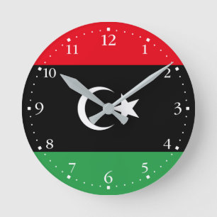 Reloj Redondo Mediano Bandera patriótica de Libia