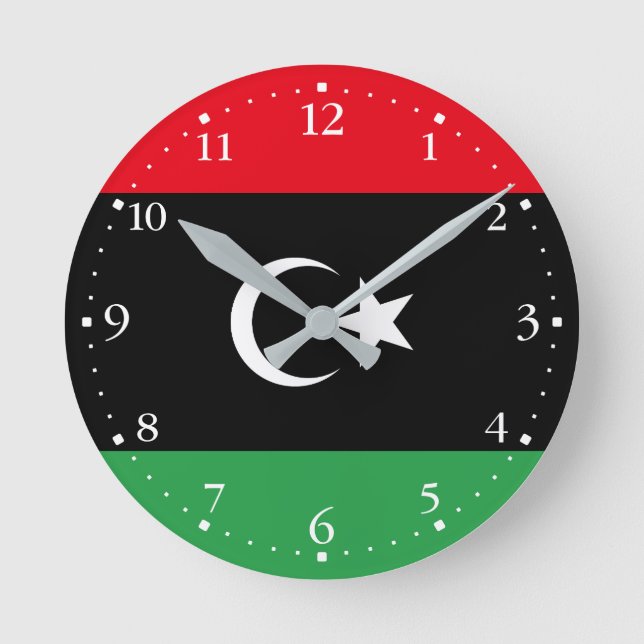 Reloj Redondo Mediano Bandera patriótica de Libia (Anverso)