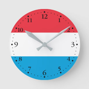 Reloj Redondo Mediano Bandera patriótica de Luxemburgo