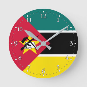 Reloj Redondo Mediano Bandera patriótica de Mozambique