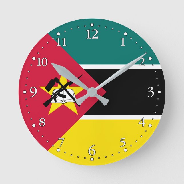 Reloj Redondo Mediano Bandera patriótica de Mozambique (Anverso)