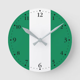 Reloj Redondo Mediano Bandera patriótica de Nigeria