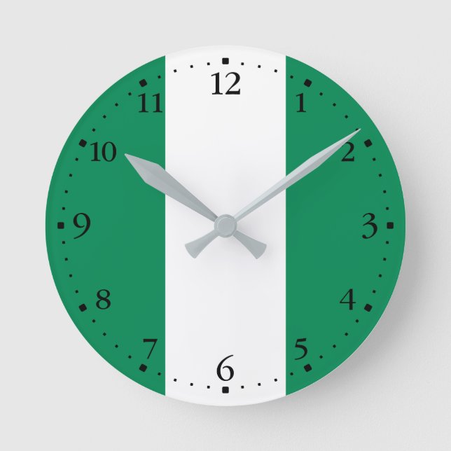 Reloj Redondo Mediano Bandera patriótica de Nigeria (Anverso)