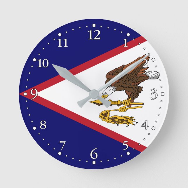 Reloj Redondo Mediano Bandera Patriótica de Samoa Americana (Anverso)