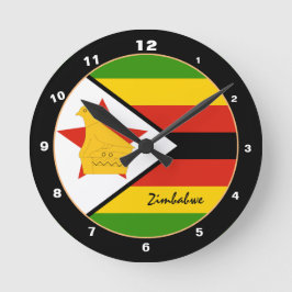 Reloj Redondo Mediano Bandera patriótica de Zimbabue, hogar/diseño de Zi