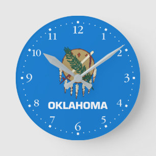 Reloj Redondo Mediano Bandera Patriótica del Estado de Oklahoma