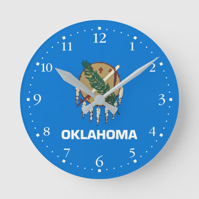 Reloj Redondo Mediano Bandera Patriótica del Estado de Oklahoma (Anverso)