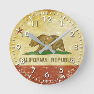 Reloj Redondo Mediano Bandera patriótica gastada del estado de