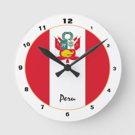 Reloj Redondo Mediano Bandera peruana moderna, hogar / diseño de moda pe
