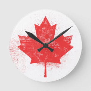 Reloj Redondo Mediano Bandera pintada de salpicaduras de Canadá