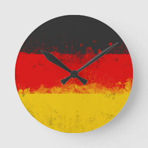 Reloj Redondo Mediano Bandera pintada salpicadura del Grunge de Alemania