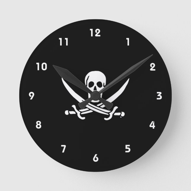 Reloj Redondo Mediano Bandera pirata de Jolly roger (Anverso)