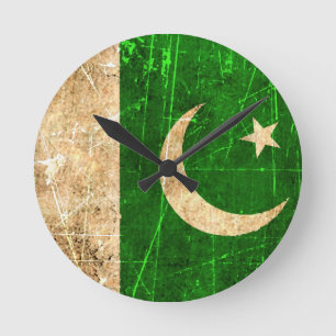Reloj Redondo Mediano Bandera rasguñada y llevada del pakistaní del