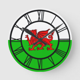 Reloj Redondo Mediano Bandera roja del dragón galés de Gales