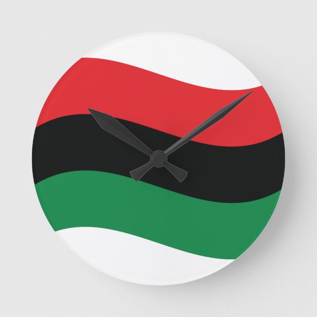 Reloj Redondo Mediano Bandera roja, negra y verde (Anverso)