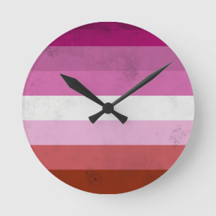 Reloj Redondo Mediano Bandera Rosa Lesbiana