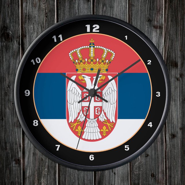 Reloj Redondo Mediano Bandera serbia patriótica y diseño del hogar y Ser (Subido por el creador)