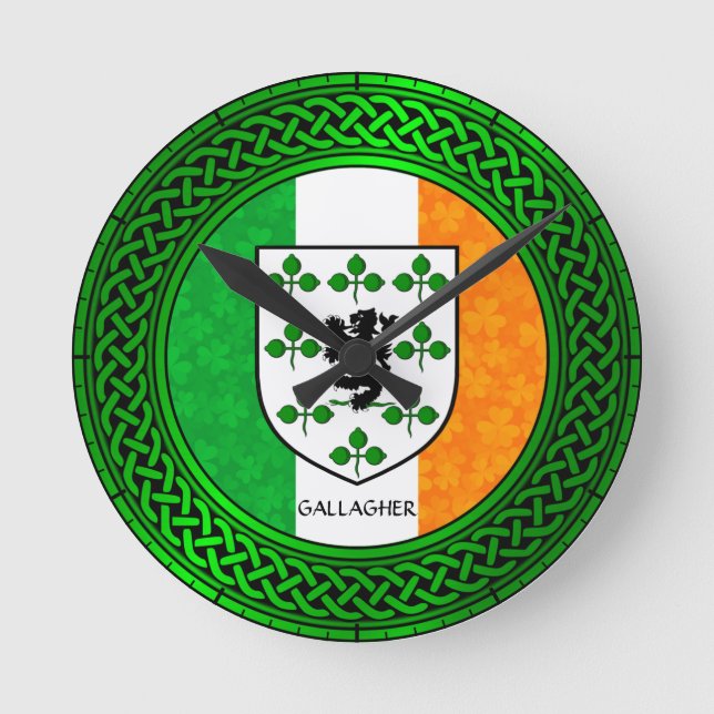 Reloj Redondo Mediano Bandera Shamrock de Irlanda - Gallagher (Anverso)