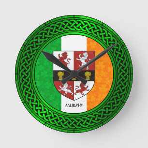 Reloj Redondo Mediano Bandera Shamrock de Irlanda - Murphy